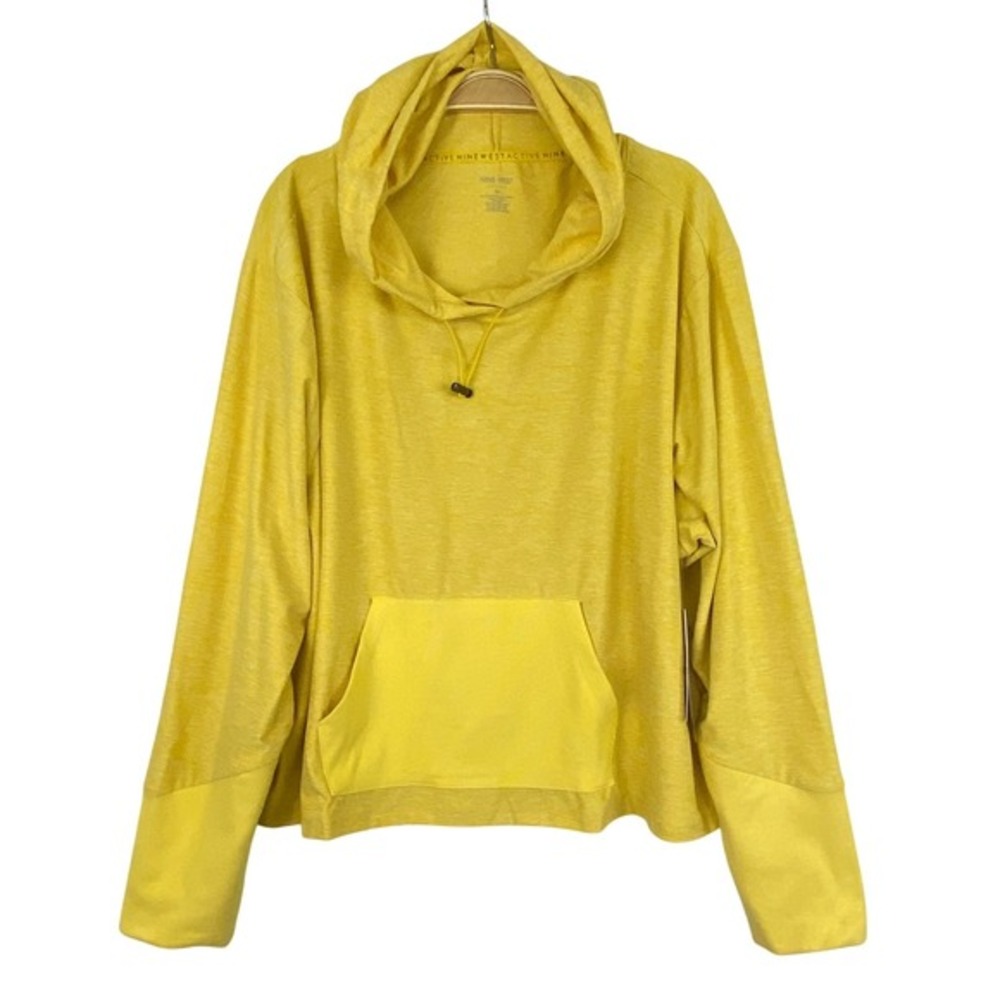 Nine West Active Hoodie Sweatshirt Women 3X Yellow 4-Way Stretch Gym Workout NWT